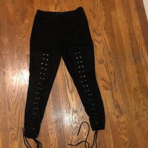 Stylish Lace-Up Suede Pants